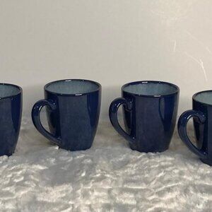 Pier 1 ~ Blue Azure Dip Dye Coffee Mugs / Cups - Set of 4 - Retired